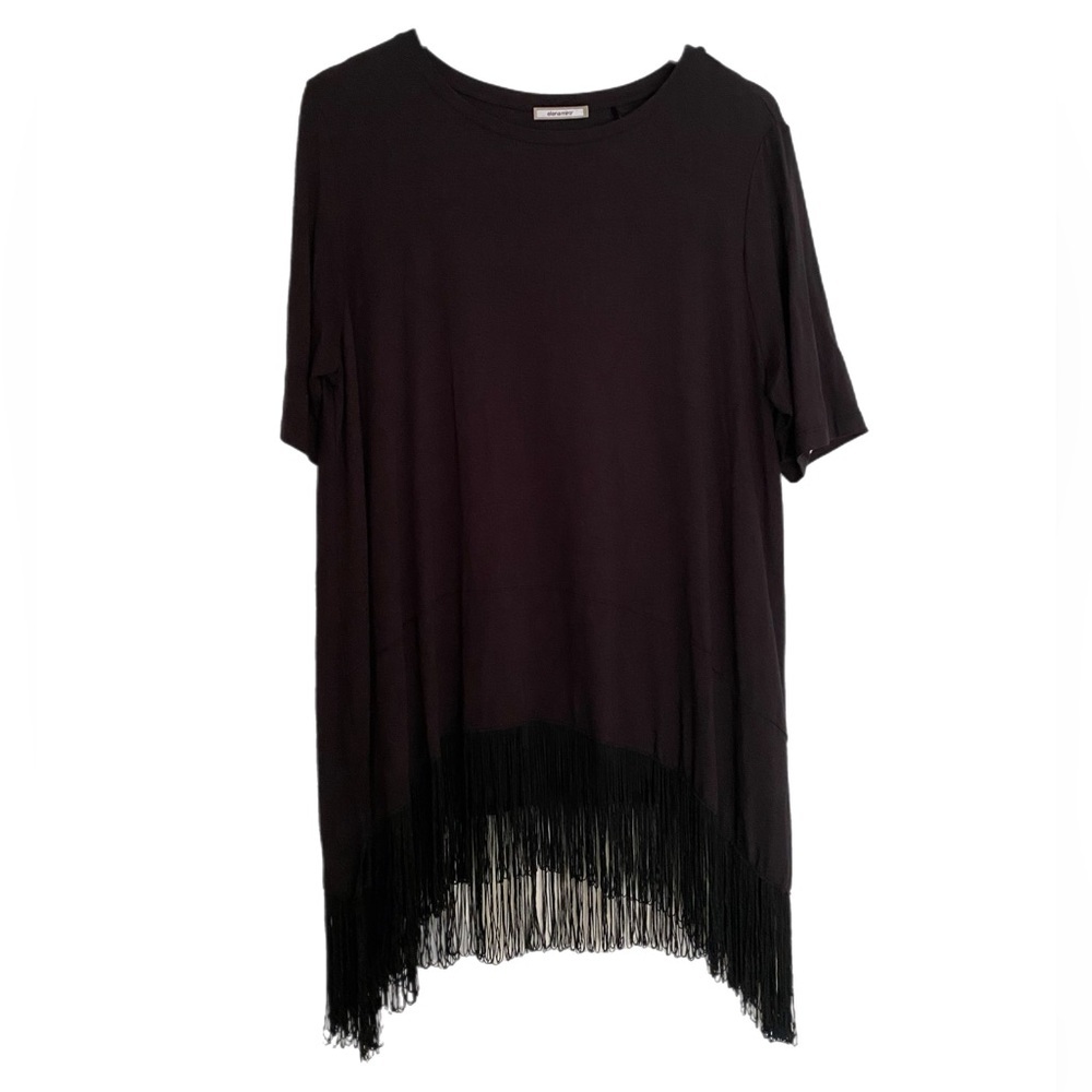 Elena Miro Fringe Tee Shirt Dress Black size Small